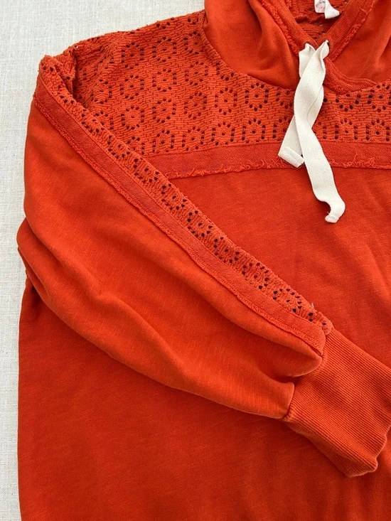 Daily Practice by Anthropologie Robyn Crocheted Hoodie Women's 3X Orange - Picture 9 of 15